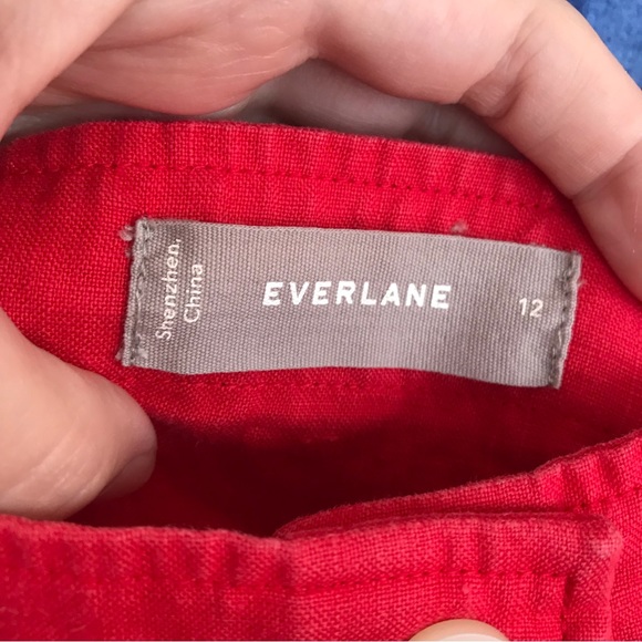 Everlane red linen top size 12 button up - Picture 3 of 9